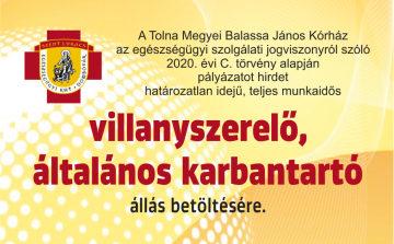 Villanyszerelő, általános karbantartót keres a Dombóvári Szent Lukács Kórház