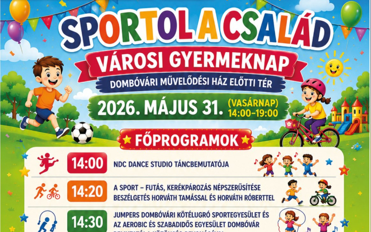 Sporttal és élményekkel várják a családokat a dombóvári városi gyereknapon