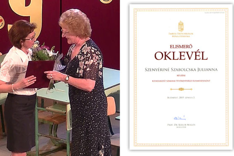 Miniszteri Elismerő Oklevelet kapott Szenyériné Szabolcska Julianna