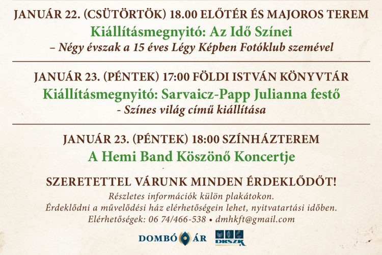 Dombóvári rendezvények a Magyar Kultúra Napjához kapcsolódóan