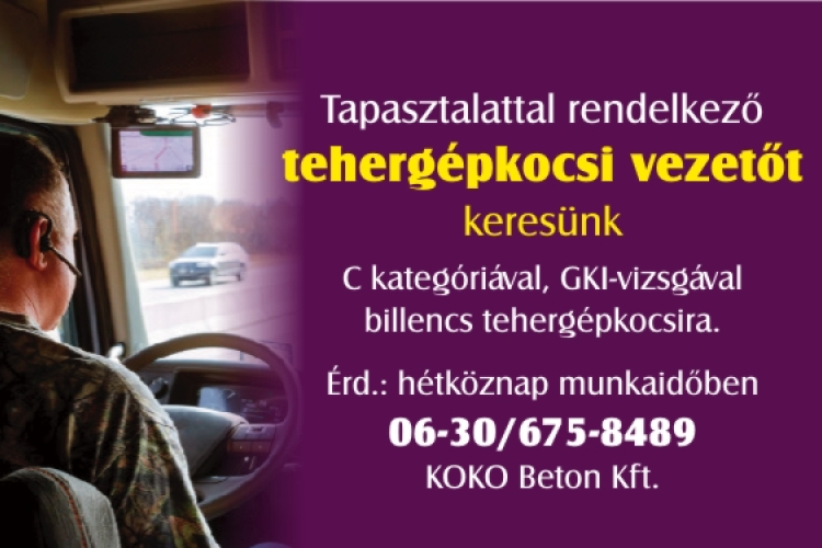 Dombóvári cég tehergépkocsi vezető állást hirdet